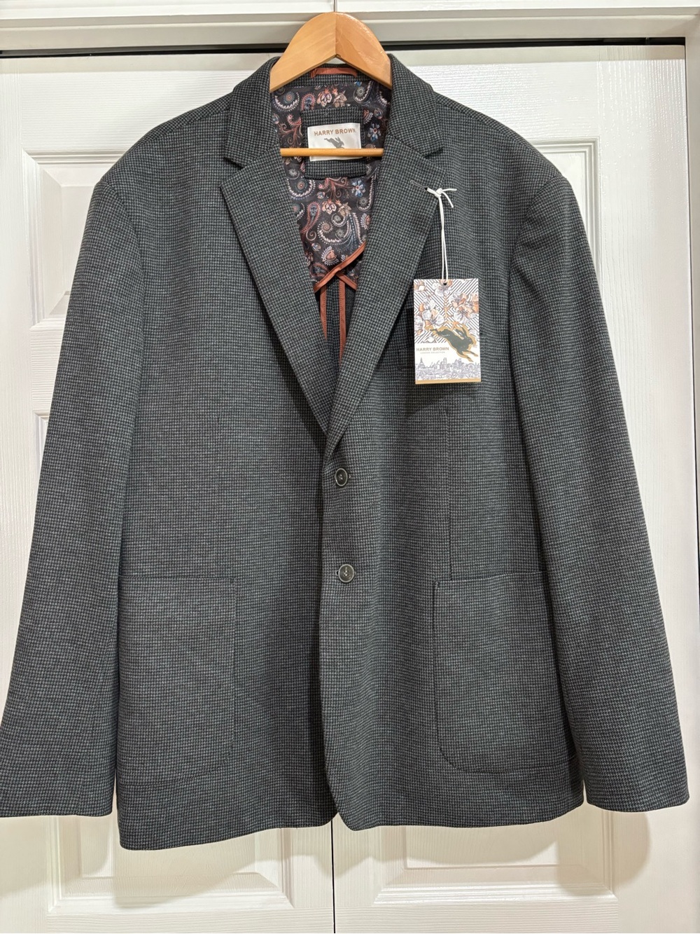 Harry Brown London Men's houndstooth stretch blazer Size 2XL